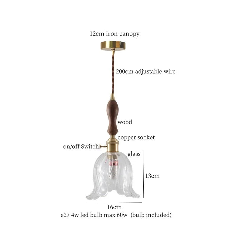 Afralia™ Vintage Glass LED Pendant Light for Cafe Restaurant Living Room