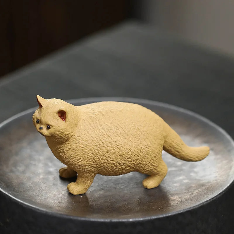 Afralia™ Ceramic Cat English Shorthair Sculpture for Home Decor