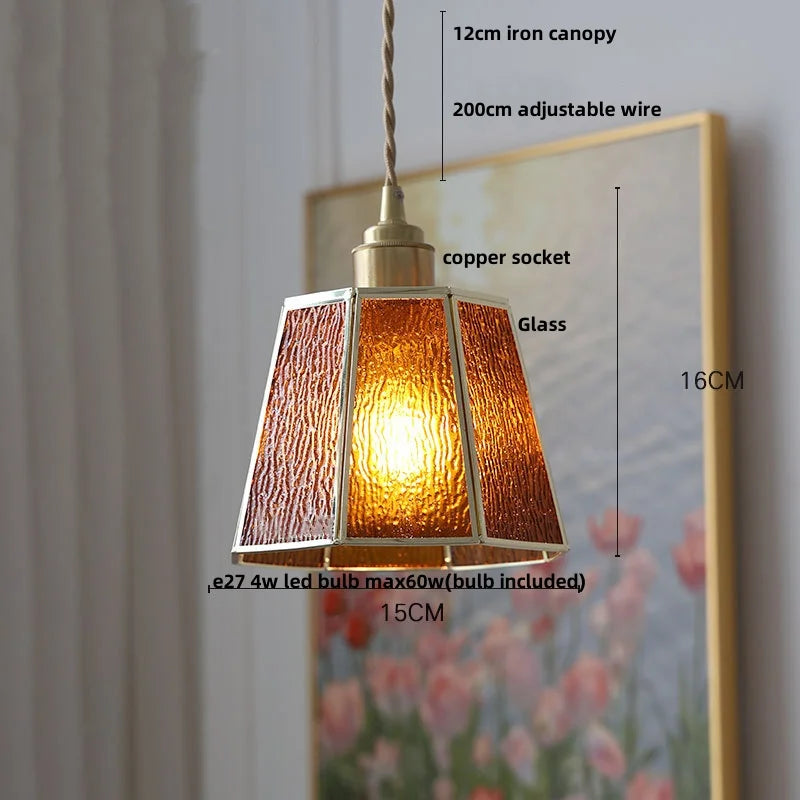 Afralia™ Walnut Wood Loft LED Pendant Lights Glass Hang Lamp