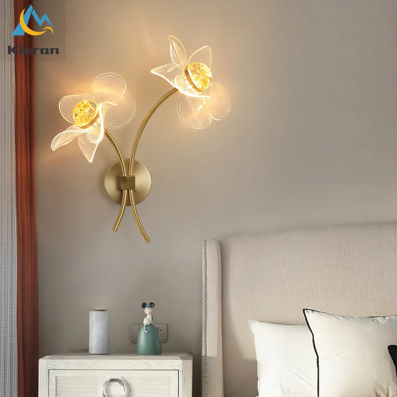 Afralia™ Sunflower LED Wall Lamp: Nordic Modern Bedroom Decor Flower Wall Light