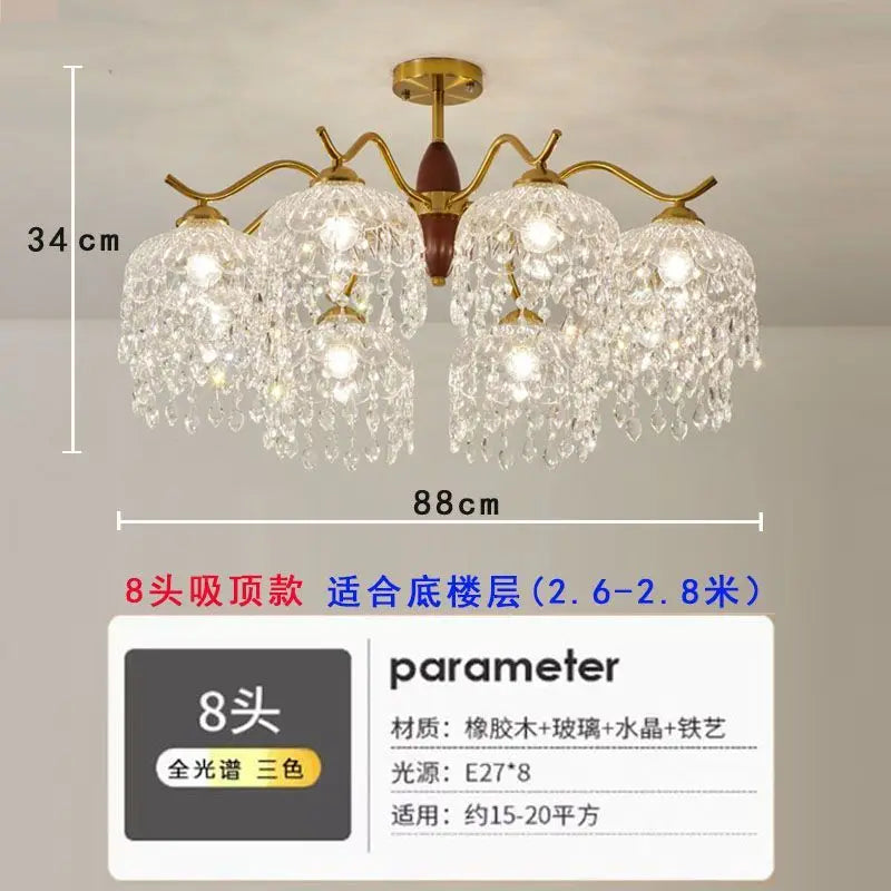 Afralia™ Retro Rose Glass Chandelier Daily Lighting for Living Room & Bedroom