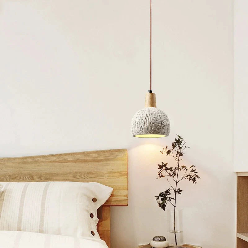 Afralia™ Round Cement Chandelier LED Pendant Lamp for Bedroom, Hallway, Dining Room