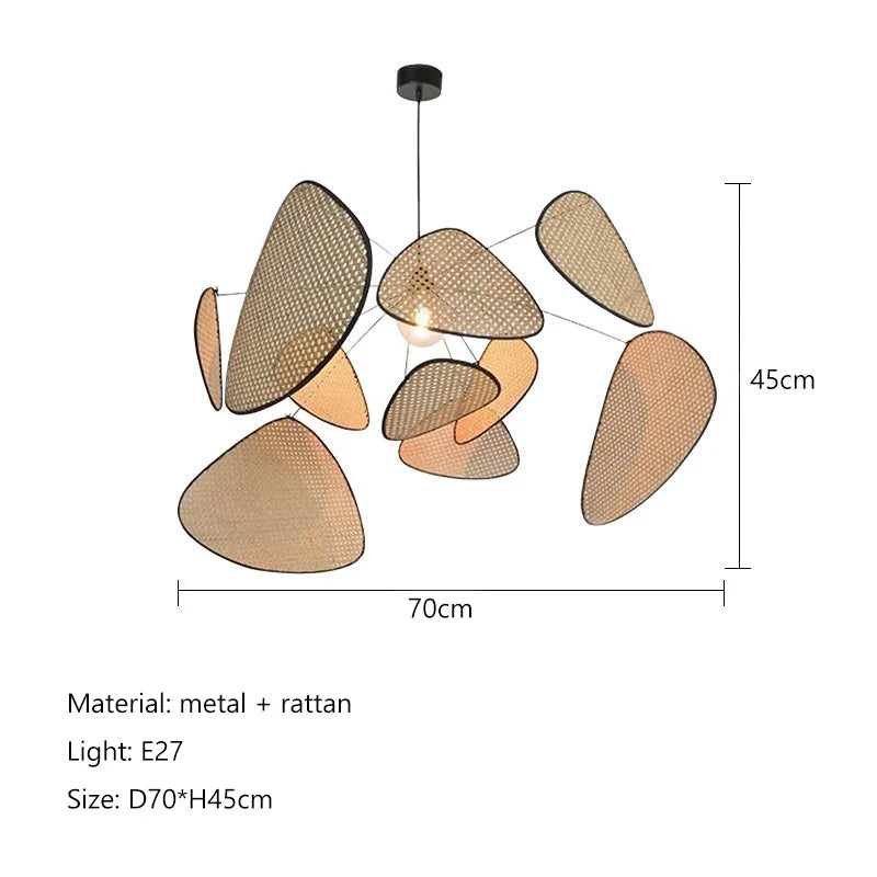 Afralia™ Rattan LED Chandelier Pendant Light for Living, Dining, Bedroom Decor