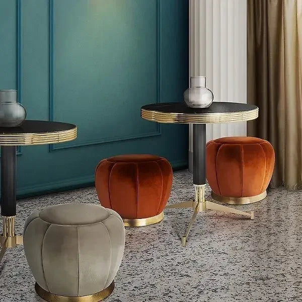 Afralia™ Nordic Luxury Bedroom Makeup Stool Ottoman, Solid Wood Vanity Chair Elegant Living Room Furniture
