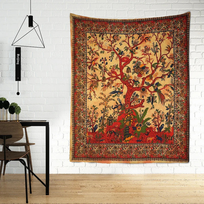 Mystical Leaf Tree Tapestry Abstract Witchcraft Wall Hanging for Aesthetic Room Decor by Afralia™