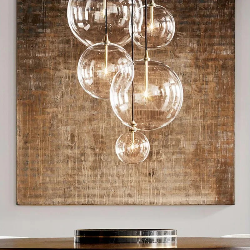 Afralia™ Gold Metal Globe Pendant Light with LED G4 Bulb for Dining Room