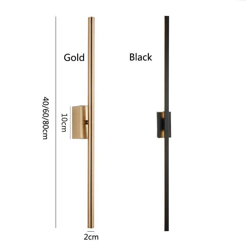 Afralia™ LED Metal Tube Wall Lamp Modern Black Gold Decor Sconce for Bedroom Foyer Bathroom