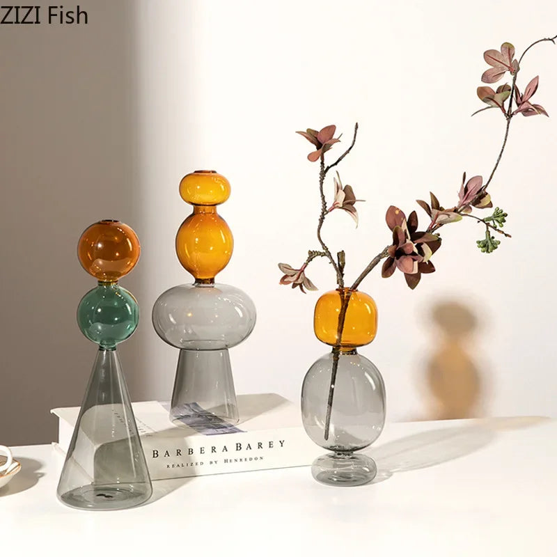 Afralia™ Multicolour Glass Vase: Hydroponics Flower Pot, Desk Decoration, Floral Arrangement