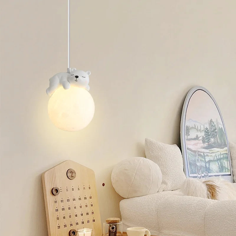 Afralia™ Animal Resin Pendant Lamps: Bear Rabbit Dog Sheep Bunny Chandelier for Children's Room