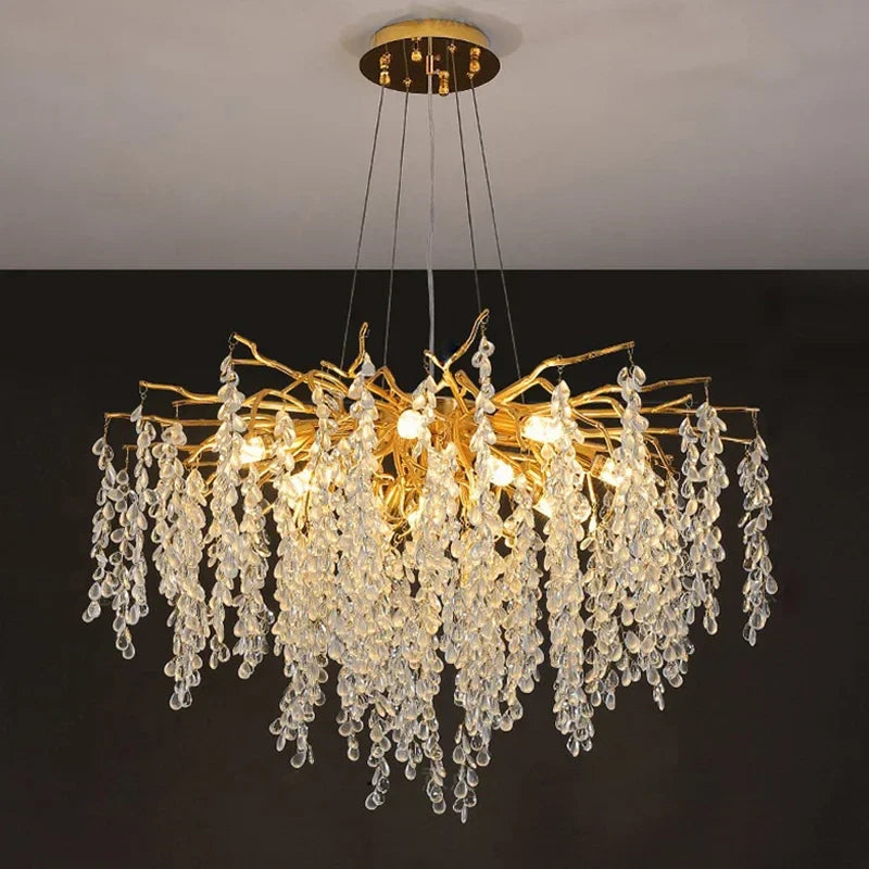 Afralia™ Luxury Crystal Chandelier LED Pendant Light for Home Decor and Lighting