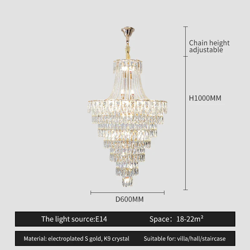Afralia™ Crystal Chandelier Art Living Room Lighting for Duplex Buildings and High-End Restaurants