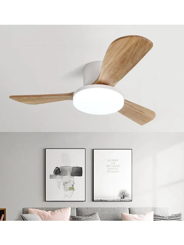 Afralia™ Wood Ceiling Fans 52" DC 35W LED Remote Control Living Bedroom Light Fans