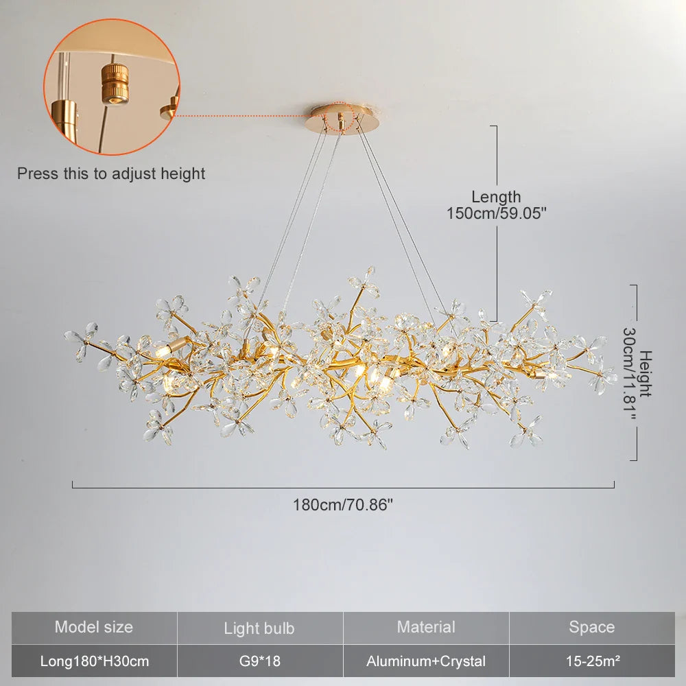 Afralia™ Crystal Flower Chandelier Light for Dining Living Room Bedroom