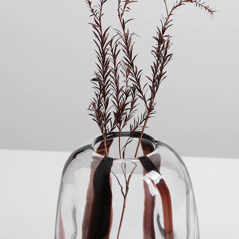 Afralia™ Striped Glass Vase for Home Decor and Floral Arrangements.