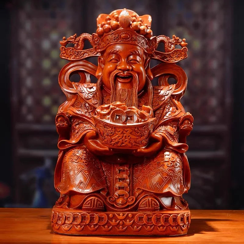 Afralia™ Gold God of Wealth Statue: Fengshui Home Decor Sculpture for Entrance & Living Room