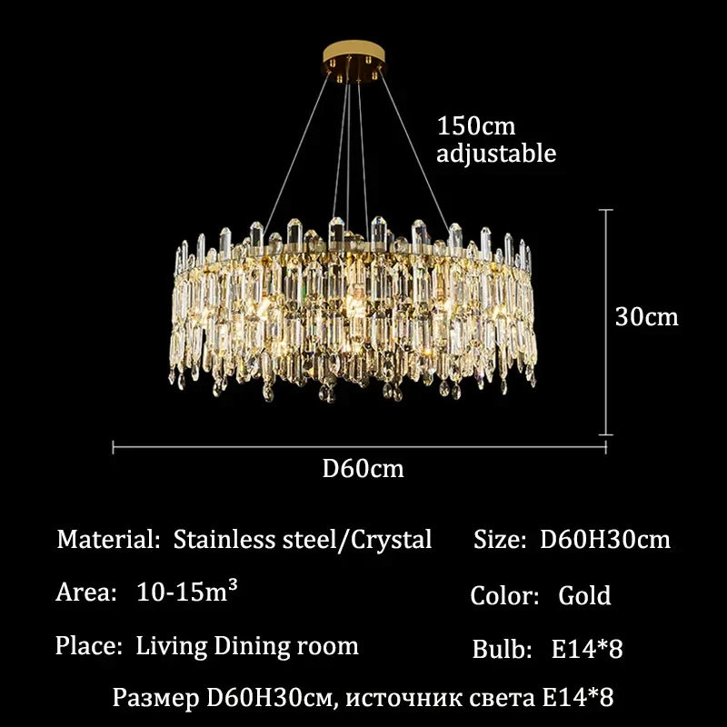Afralia™ Luxury Crystal Chandeliers for Home Dining Room Living Room Villa Ceiling Lights