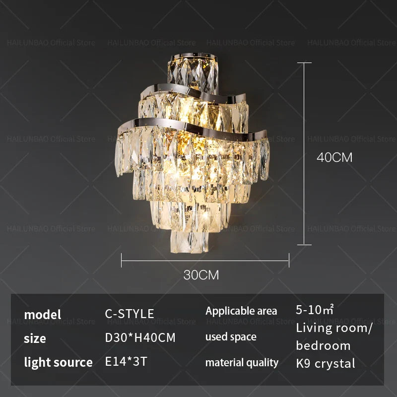 Afralia™ Crystal Wall Lamp: Elegant Living Room Bedroom Design Lighting