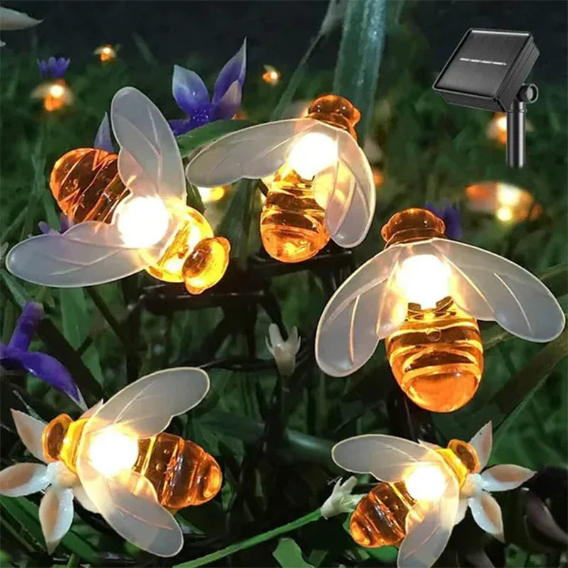 Afralia™ Solar Bee String Lights: Outdoor Fairy Light Garland 8 Modes Waterproof Garden Party Decor
