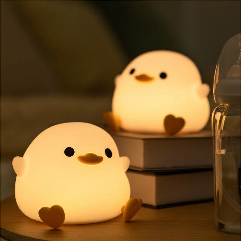 Afralia™ Duck Silicone Night Light with Touch Sensor & Timer