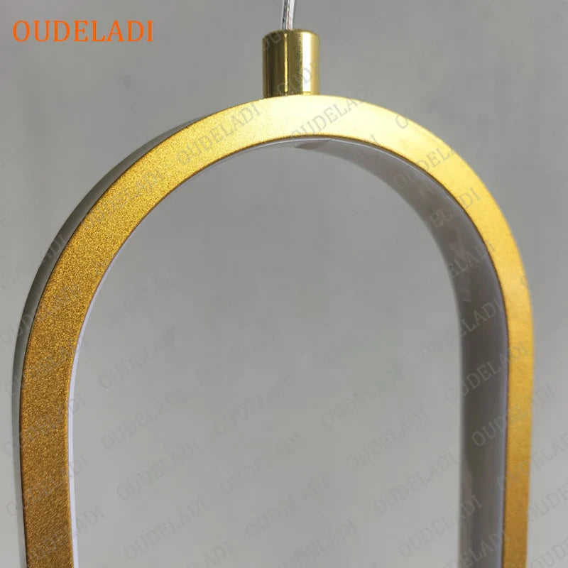 Afralia™ Minimalist LED Pendant Light for Bedroom, Restaurant, Living Room - Gold/Black Ring Hanging Lamp