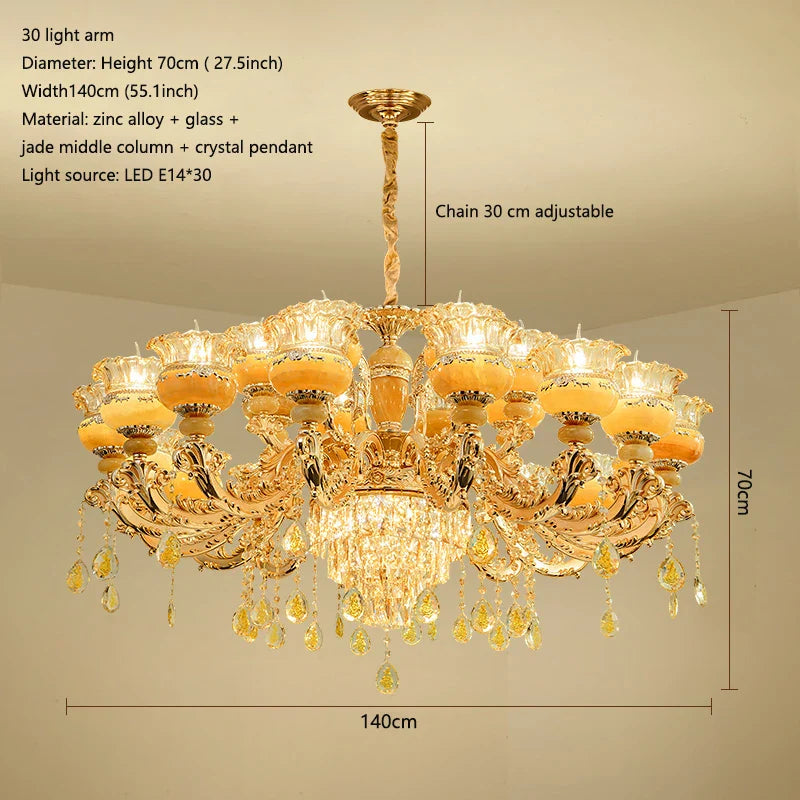 Afralia™ Luxury Jade Crystal Chandelier for Elegant Living Spaces