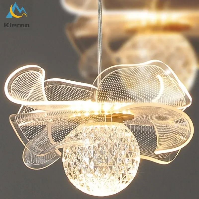 Afralia™ Butterfly LED Chandelier Copper Pendant Light for Bedroom Living Room Decoration