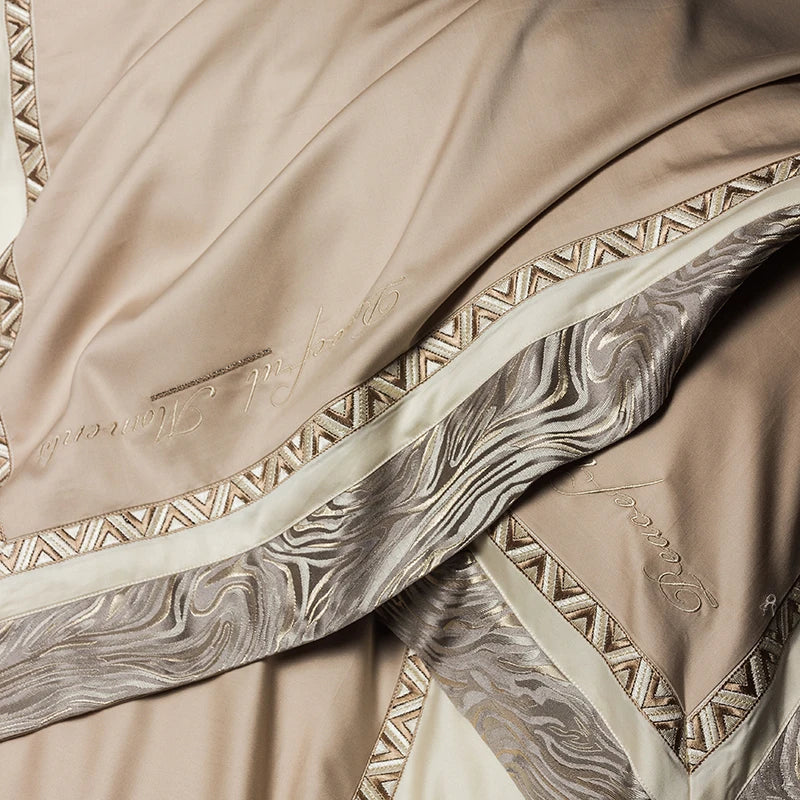 Afralia™ Luxury Jacquard Cotton Embroidery Bedding Set: 1 Duvet, 1 Sheet, 2 Pillowcases