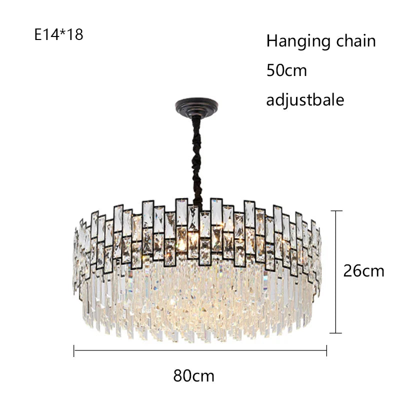 Afralia™ Gold Black Crystal LED Chandelier, Round Oval Living Room Ceiling Light