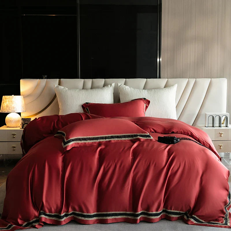 Afralia™ Luxury Embroidery Eucalyptus Duvet Cover Set with Silky Cool Feel