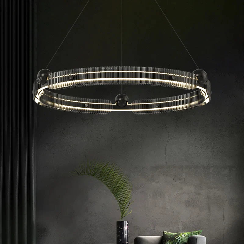 Afralia™ Light Luxury Circle LED Living Room Chandelier