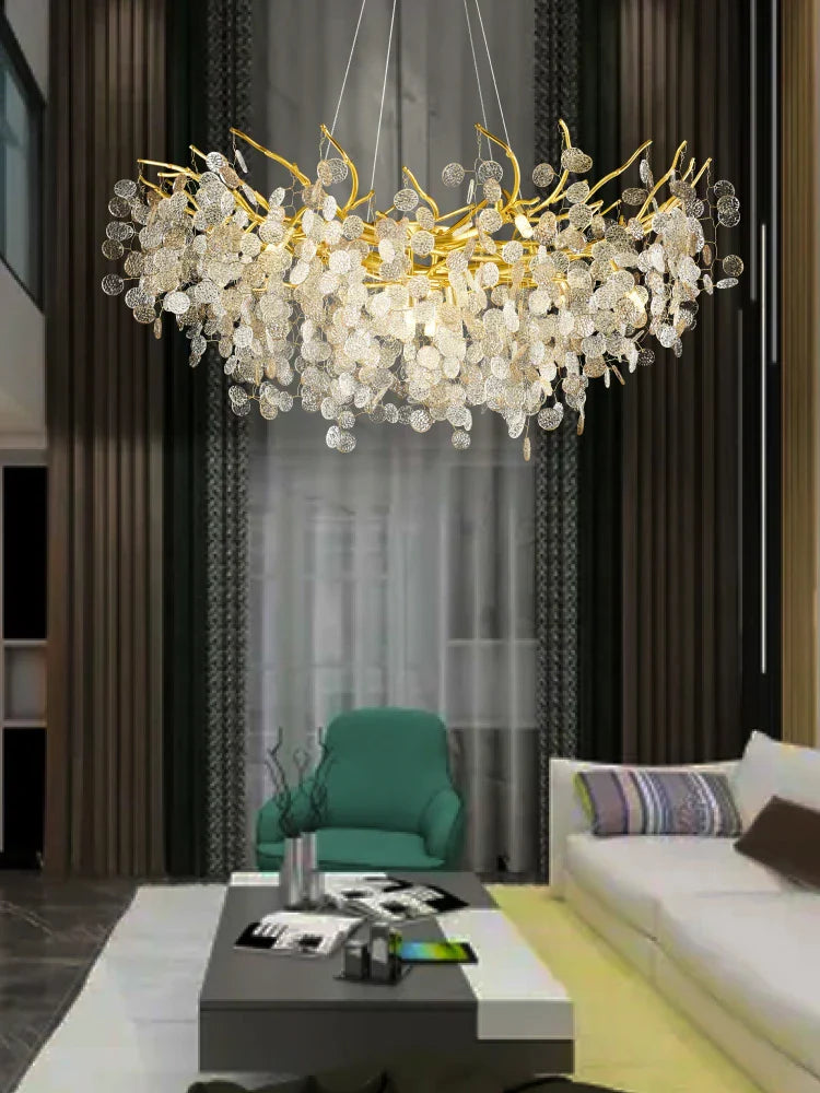 Afralia™ Luxury Crystal Chandelier Pendant Light Modern LED for Living Room Bedroom Restaurant