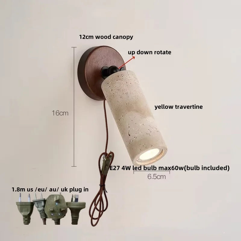 Afralia™ Travertine LED Wall Lamp - Modern Nordic Design, Copper Finish