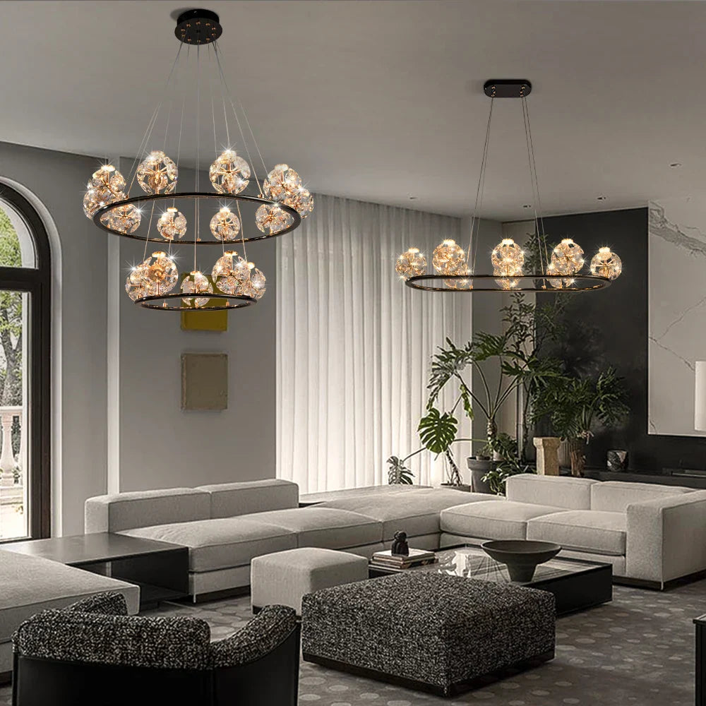 Afralia™ Luxury Crystal Glass Ball Chandelier for Dining Living Room Hall Island