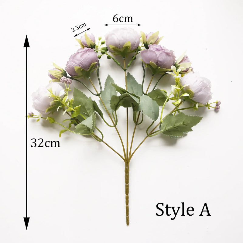 Afralia™ Rose Peony Silk Flowers Bouquet for Home Party Wedding Decoration