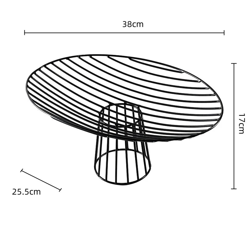Geometric Line Metal Fruit Tray Afralia™ Hollow High-legged Storage Bowl Home Decor Tray