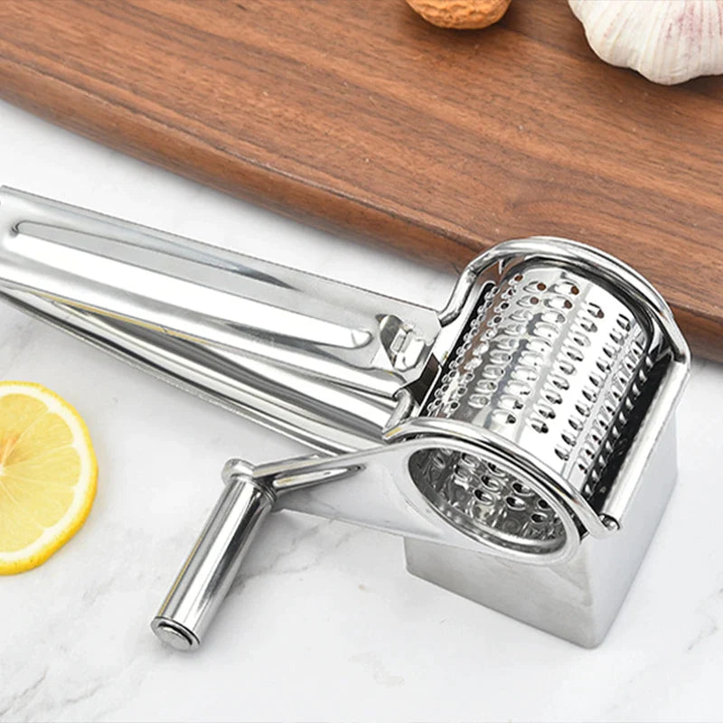 Afralia™ Rotary Cheese Grater with 4 Drums Blades - Stainless Steel Cheese Slicer & Shredder