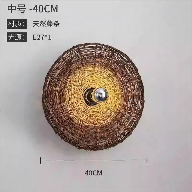 Afralia™ Rattan Weave LED Wall Lamp for Corridor, Bedroom, Living Room, Hotel and Bar