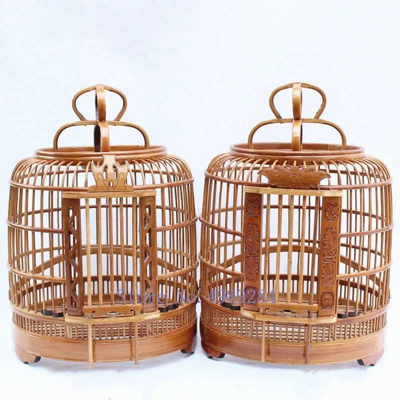 Afralia™ Small Bamboo Handmade Canary Birdcage Hanging Ornament Decoration