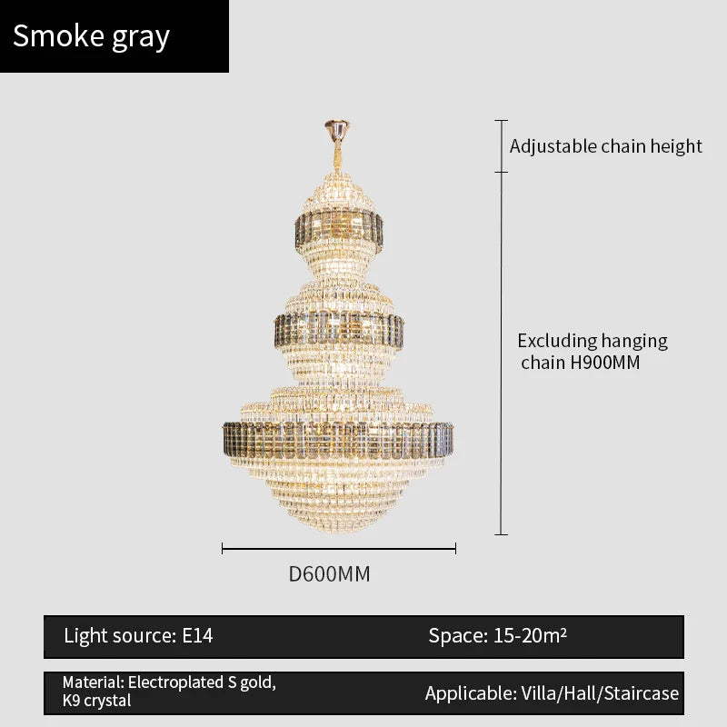 Afralia™ Crystal Duplex Chandelier for Hotel Lobby and Living Room