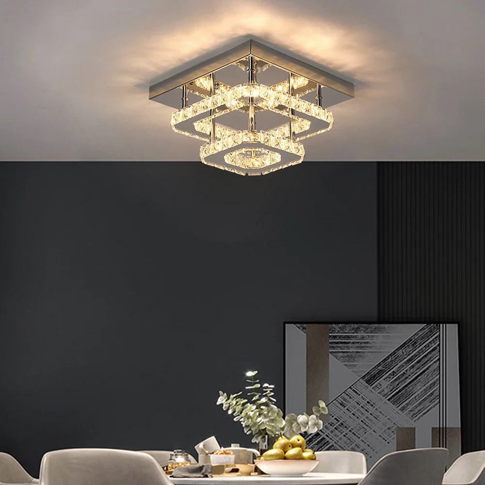 Afralia™ Crystal Ceiling Chandelier: Modern LED Dining Room Pendant Light by Afralia™