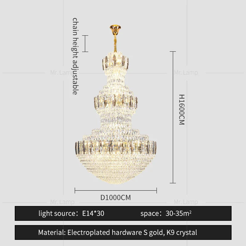 Afralia™ Crystal Chandelier: Postmodern Light Luxury for Hotel Lobby, Villa, and Duplex Floors