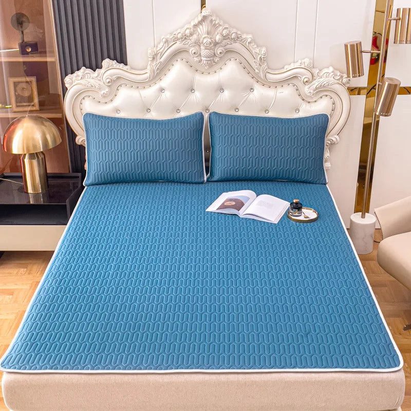 Afralia™ Cooling Latex Summer Mat Set with Rayon Quilted Sheet & Pillowcase