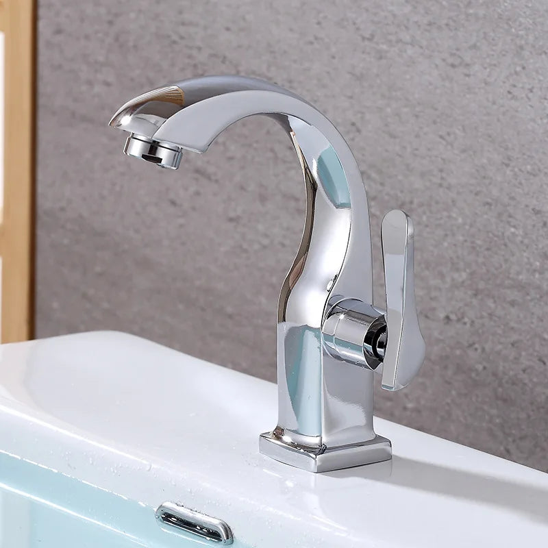 Afralia™ Chrome Basin Faucet Single Cold Water Deck Mount Bathroom Vessel Tap