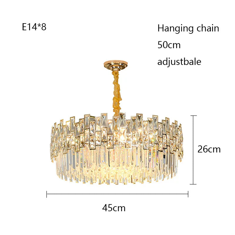 Afralia™ Gold Black Crystal LED Chandelier, Round Oval Living Room Ceiling Light