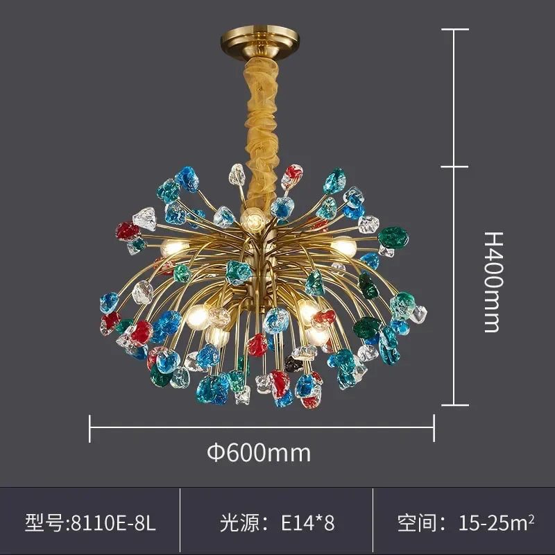 Afralia™ Colorful Crystal Chandelier LED Dining Room Lighting