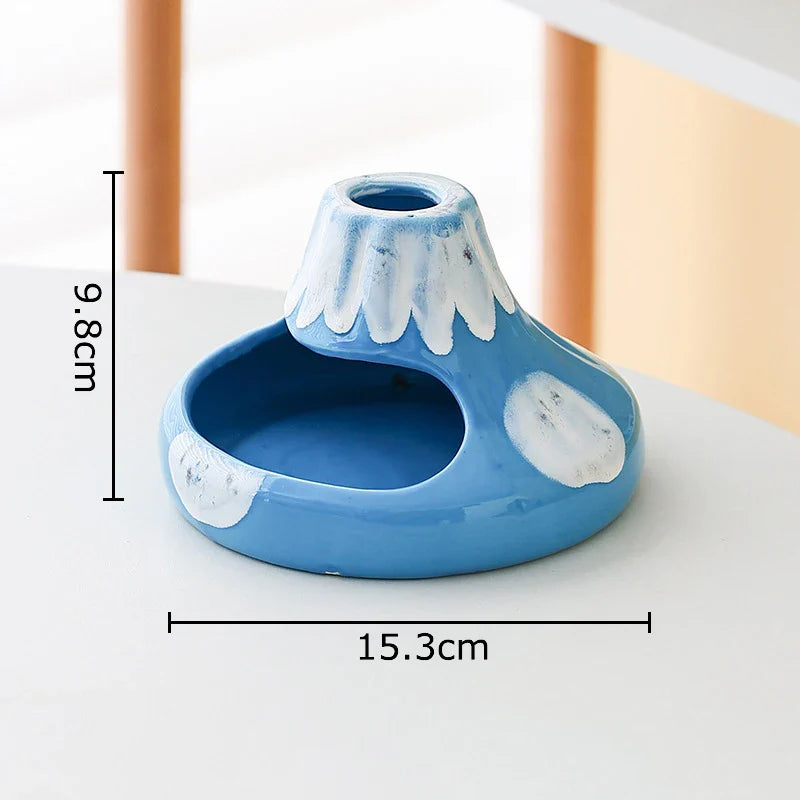 Afralia™ Cartoon Volcanic Ceramic Ashtray with Lid Desk Decoration Windproof Ashtray
