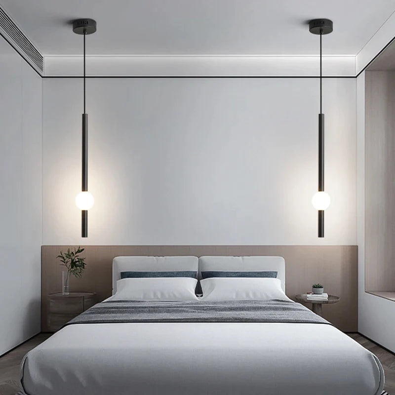 Afralia™ Black Gold Ceiling Pendant for Bedside Bedroom LED Modern Hanging Light