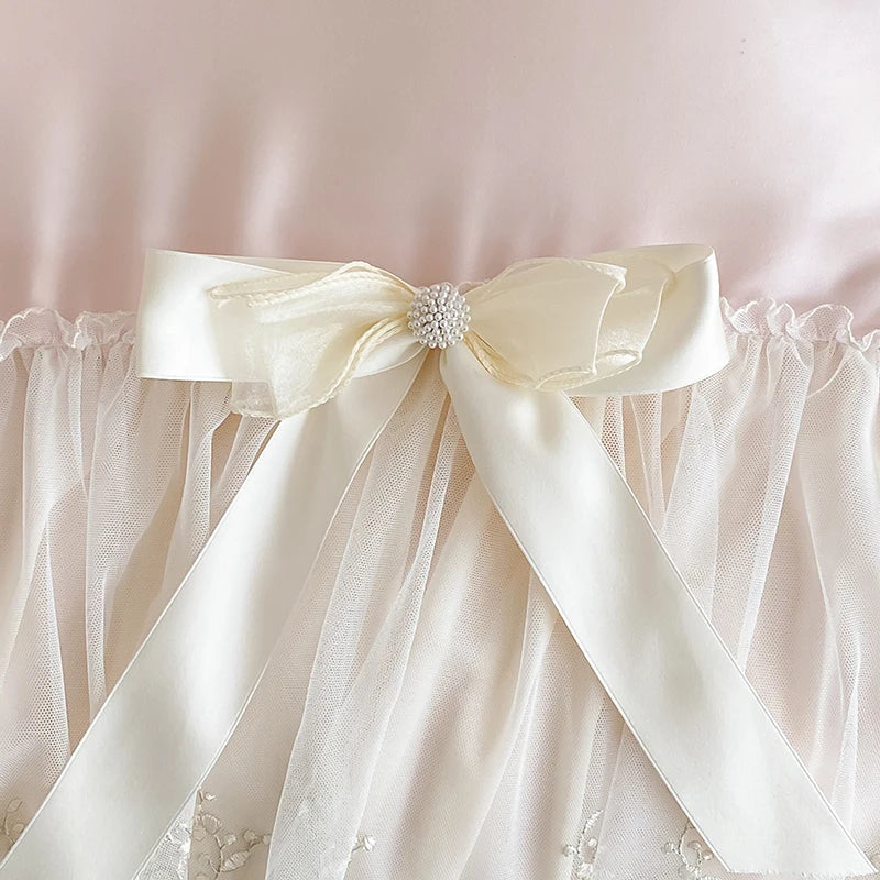 Afralia™ Pink Lace Ruffles Princess Wedding Bedding Set with Lyocell Eucalyptus Fiber