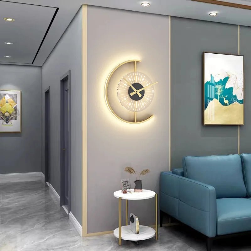 Afralia™ LED Wall Lamp with Clock for Home Indoor Lighting