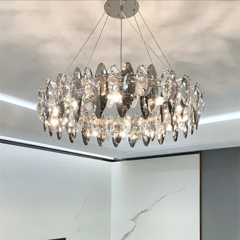 Afralia™ Wave Crystal Chandelier Pendant Light for Dining Room, Kitchen, Bedroom